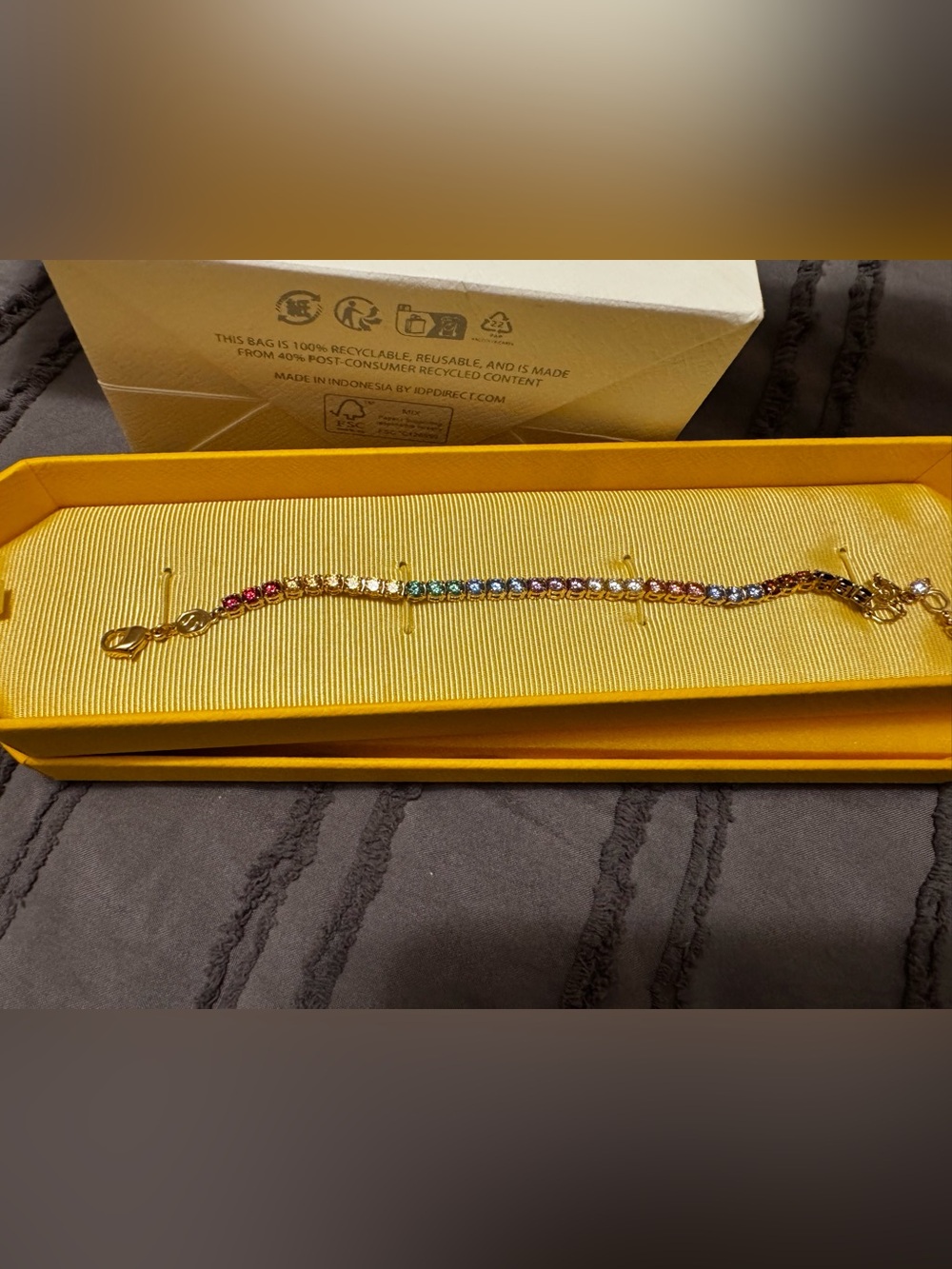 Swarovski Gold Rainbow Crystal Tennis Bracelet - Women's Jewelry